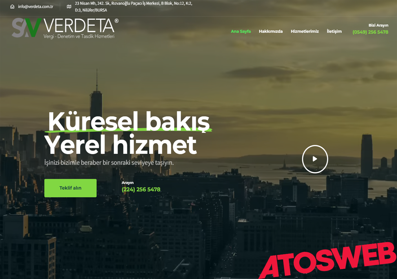 Verdeta için hazırlanan website tasarımı